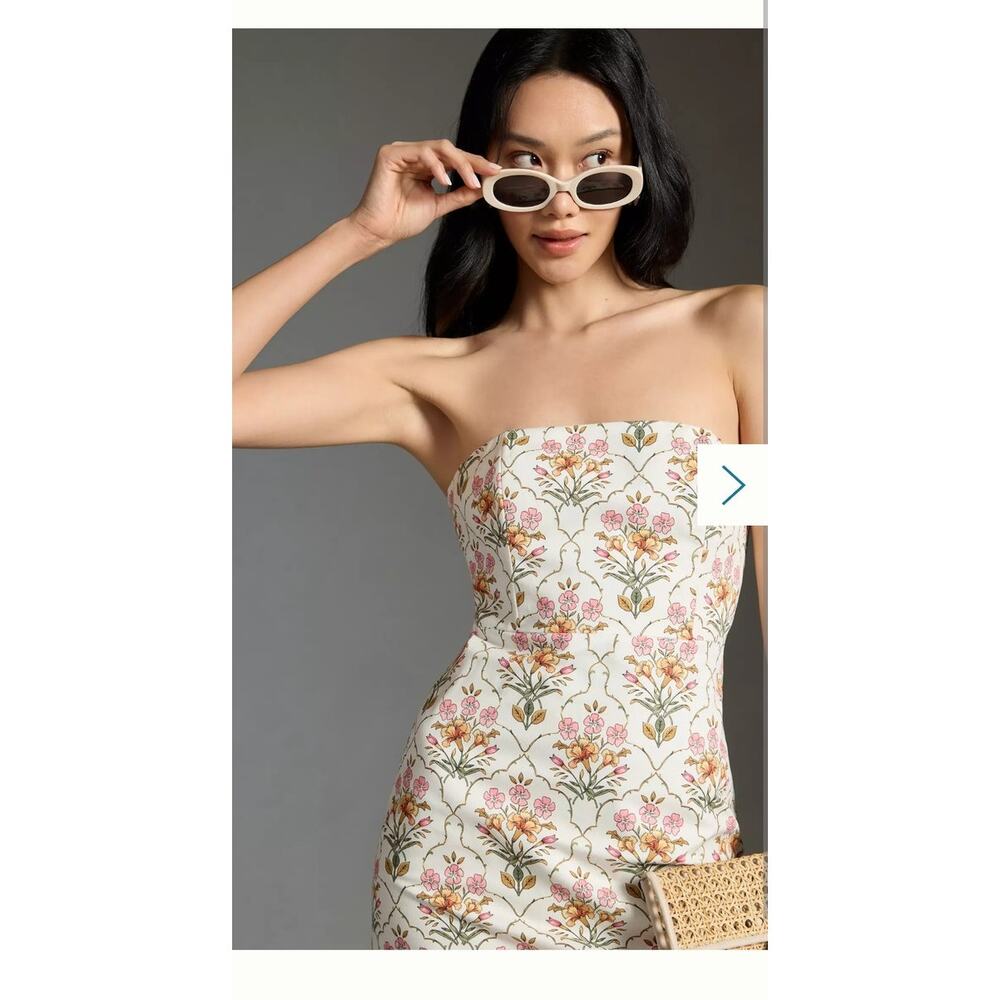 Favorite Daughter Willow Floral Strapless Dress SZ 10 Feminine Spring Wedding
